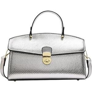 New Iamuhi Womens Silver Snake Patter Retro Evening Handbag Top Handle Purse